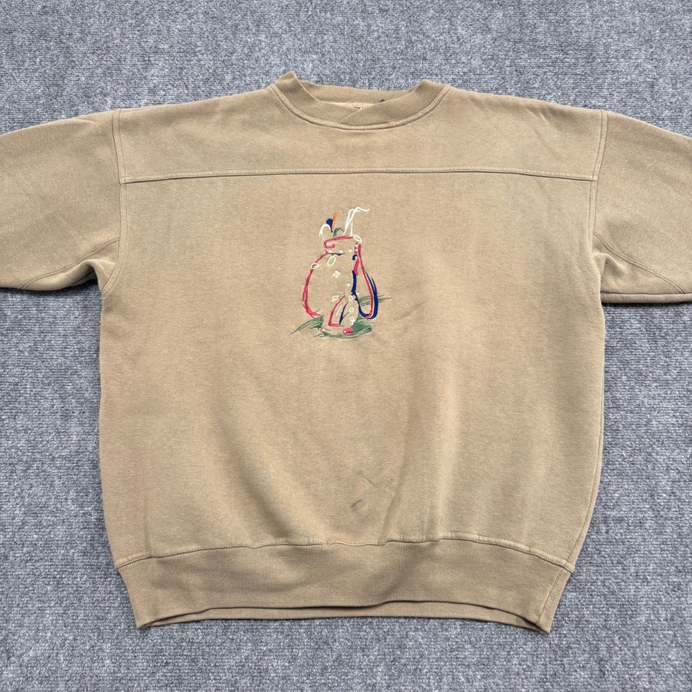 Crable‎ Sportswear Sweater Men's XL Golf Stained Embroidered Cotton Blend Beige - Picture 15 of 16